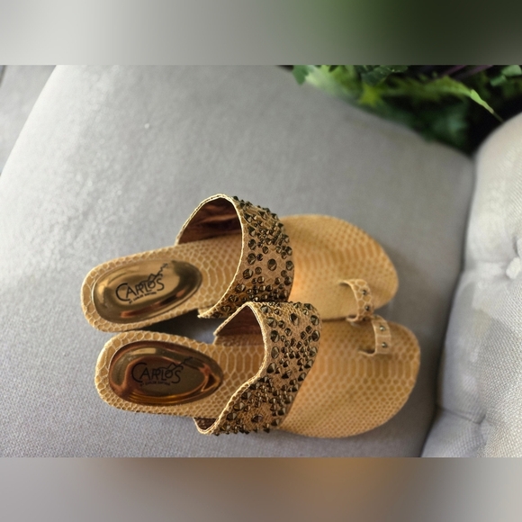 Carlos Santana Tan Snakeskin Sandals - Picture 2 of 5